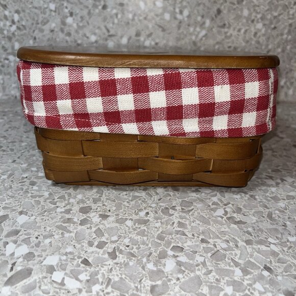 Heritage Mint Ltd Canadian Maple Basket With Lid & Liner Red & White Checkered - Picture 5 of 16